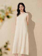 Women's Commuter Style Linen V-neck Sleeveless Dress