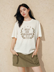 Women Casual Loose Flocked Graphic Tee