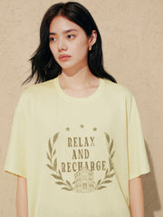 Women Casual Loose Flocked Graphic Tee