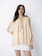 Women's French-style off-shoulder long-sleeve T-shirt