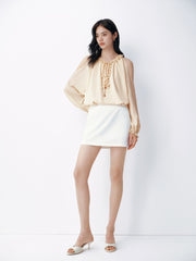 Women's French-style off-shoulder long-sleeve T-shirt