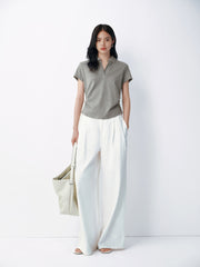 Women's Polo Collar Fitted Waist Short Sleeve Tee