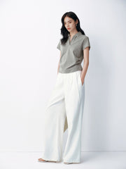 Women's Polo Collar Fitted Waist Short Sleeve Tee
