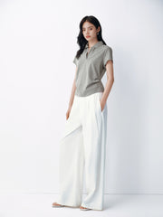Women's Polo Collar Fitted Waist Short Sleeve Tee