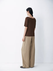 Women's casual draped collar short-sleeve top