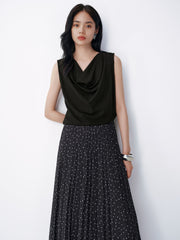 Women's Elegant Draped Collar Waist-Cinched Tank Top