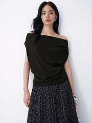 Women's Elegant Draped Collar Waist-Cinched Tank Top