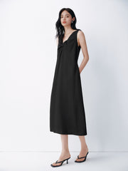 Women's Commuter Style Linen V-neck Sleeveless Dress