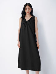 Women's Commuter Style Linen V-neck Sleeveless Dress