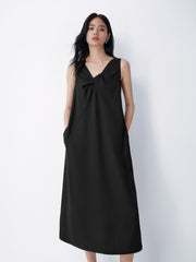 Women's Commuter Style Linen V-neck Sleeveless Dress