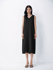 Women's Commuter Style Linen V-neck Sleeveless Dress