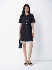 Women's Chanel-Style Commuter Short Sleeve Dress