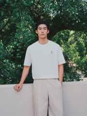 Men's Logo Embroidered Mid-Sleeve T-Shirt