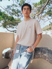 Men's Minimal Solid T-Shirt with Patch Detail