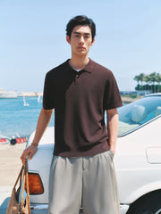Men's Open-Collar Knit Polo Shirt