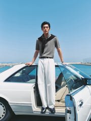 Men's Cable-Knit Textured Polo Shirt