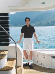 Men's Slim-Fit Polo Shirt with Mulberry Silk