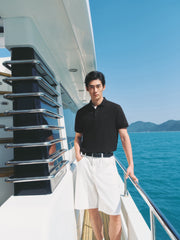 Men's Slim-Fit Polo Shirt with Mulberry Silk
