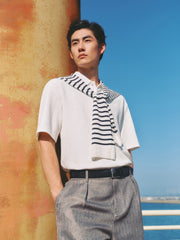 Men's Textured Jacquard Knit Polo Shirt
