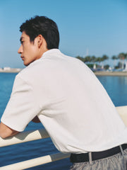 Men's Textured Jacquard Knit Polo Shirt
