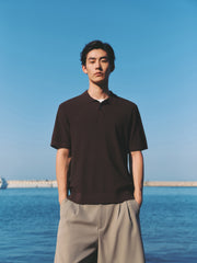 Men's Open-Collar Knit Polo Shirt