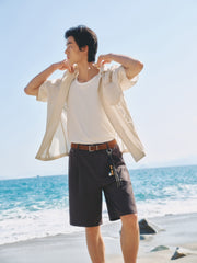 Men's Tencel-Blend Shirt with Embroidery