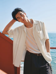 Men's Tencel-Blend Shirt with Embroidery