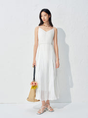 Women's fitted waist spaghetti strap long dress
