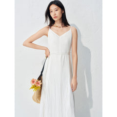 Women's fitted waist spaghetti strap long dress