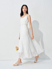 Women's fitted waist spaghetti strap long dress