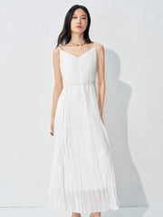 Women's fitted waist spaghetti strap long dress