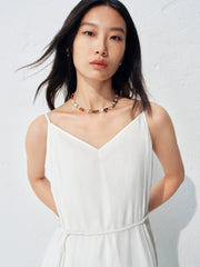 Women's fitted waist spaghetti strap long dress