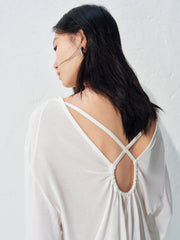 Women's Lyocell Back-Open Long Sleeve T-Shirt