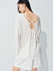 Women's Lyocell Back-Open Long Sleeve T-Shirt