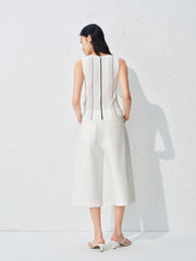 Women's U-neck Vertical Stripe Slim Fit Knitted Vest