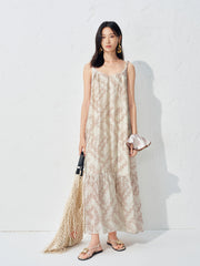 Women's Backless Spaghetti Strap Holiday Maxi Dress