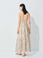 Women's Backless Spaghetti Strap Holiday Maxi Dress