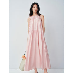 Women's French-style pink halter dress