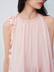 Women's French-style pink halter dress
