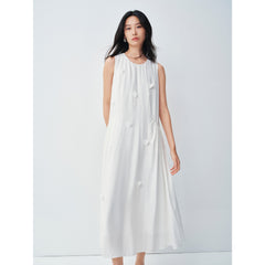 Women's 3D Flower White Vest Dress