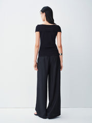 Women's V-neck Tie-front Short Sleeve Knit Top