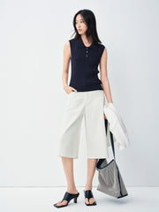 Women's commuter-style sleeveless  polo shirt