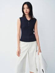 Women's commuter-style sleeveless  polo shirt