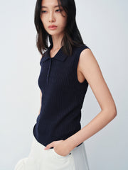 Women's commuter-style sleeveless  polo shirt