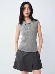 Women's commuter-style sleeveless  polo shirt