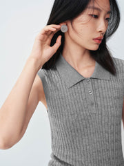 Women's commuter-style sleeveless  polo shirt