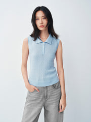 Women's commuter-style sleeveless  polo shirt