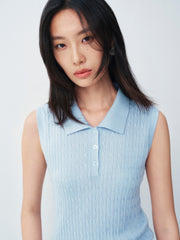 Women's commuter-style sleeveless  polo shirt