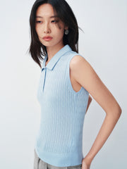 Women's commuter-style sleeveless  polo shirt
