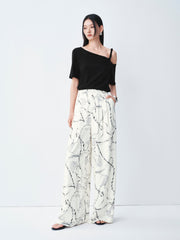 Women's Casual High-Waisted Printed Straight Pants